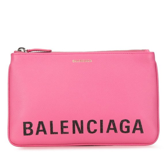 Balenciaga Ville Clutch Bag Pouch 545773 Pink Leather Women's BALENCIAGA - Picture 1 of 9